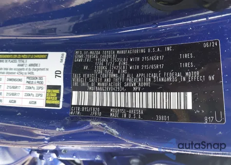 2024 Toyota Corolla Cross Hybrid Se из США, поврежденный, VIN 7MUFBABG2RV042934